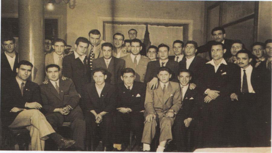 Lopes da Silva com a comitiva do GDB em León (quarto a contar da esquerda, atrás)